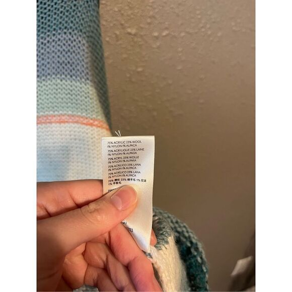 Anthropologie Courtney Cowl Neck White Striped Pullover Sweater Size Small - Picture 4 of 4